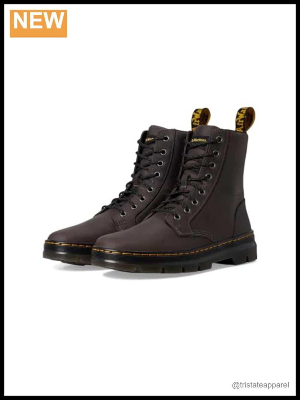 Leather Ankle Work Boots Round Toe Air Cushioned Combat Style
